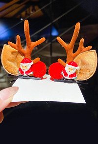 Weihnachten Frauen Mädchen Elch Braunes Geweih Haarnadel Cosplay Outfit mit Weihnachtsmann