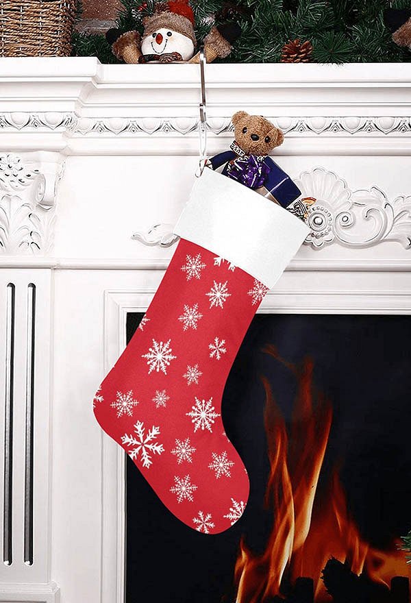 Christmas Stockings Snowflake Pattern Xmas Socks Gift Bags for Christmas Tree and Family Xmas Character Holiday Season Party Decorations