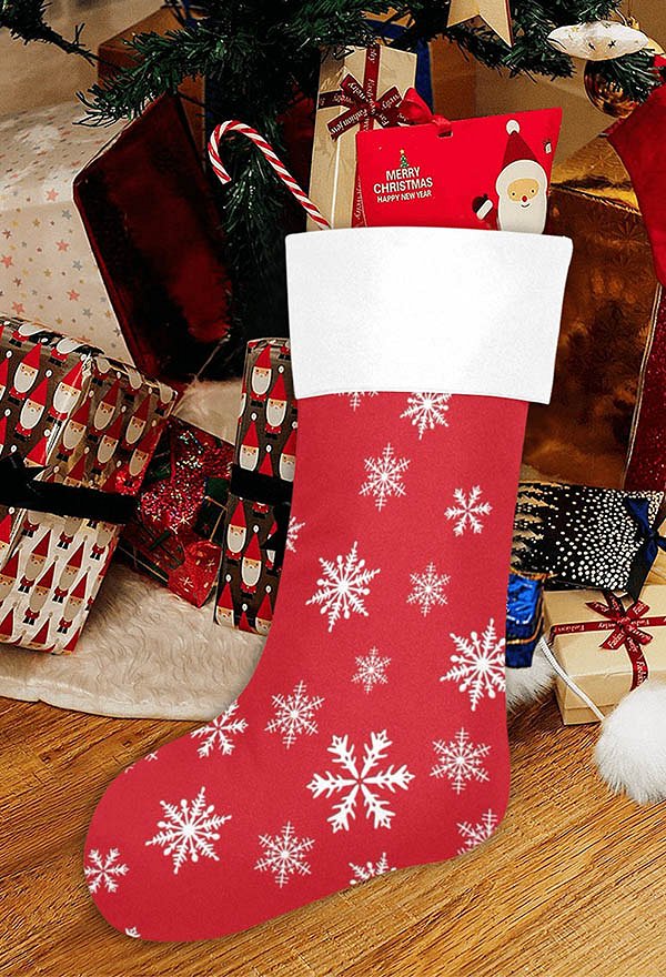 Christmas Stockings Snowflake Pattern Xmas Socks Gift Bags for Christmas Tree and Family Xmas Character Holiday Season Party Decorations