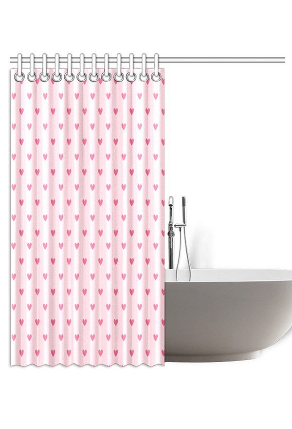 Miccostumes Rosa Herz Duschvorhang Vorhäng für Badzimmer mit Haken Ösen 72x72 Inch