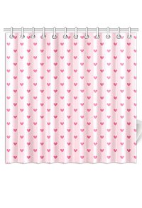 Miccostumes Rosa Herz Duschvorhang Vorhäng für Badzimmer mit Haken Ösen 72x72 Inch
