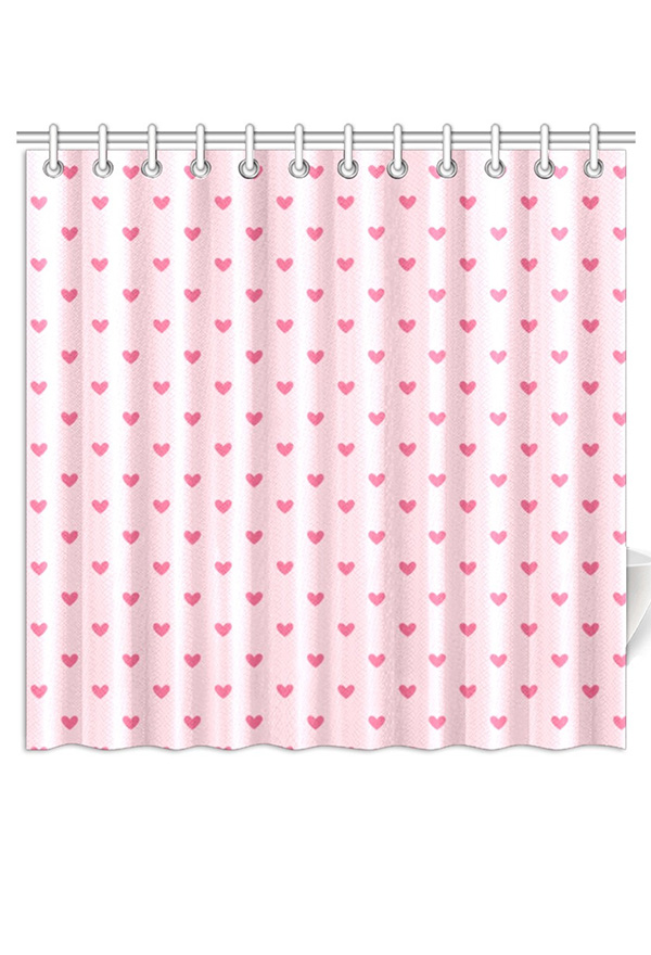 Miccostumes Rideaux de Douche Motif Cœur Rose avec Crochets et Œillets 72x72 Inch