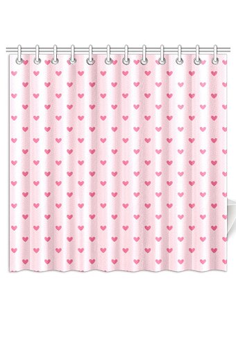 Miccostumes Rosa Herz Duschvorhang Vorhäng für Badzimmer mit Haken Ösen 72x72 Inch