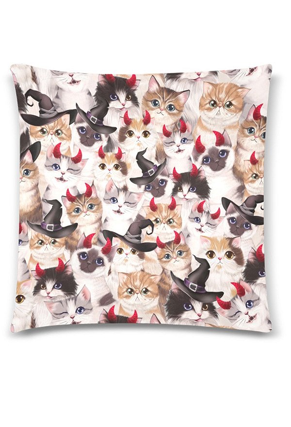 Miccostumes Housse de Coussin Halloween Motif Chat Taies d'Oreiller Pillowcase 18x18 Inch