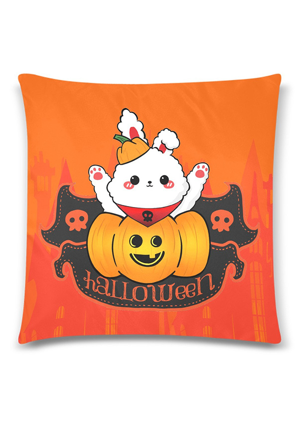 Miccostumes Housse de Coussin Halloween Motif Citrouille Lapin Taies d'Oreiller Pillowcase 18x18 Inch