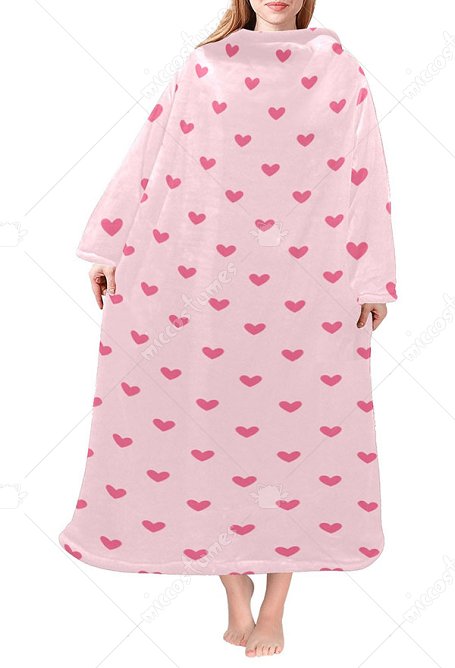 Miccostumes Couverture Portable avec Manches Enveloppantes à Imprimé Cœur Rose