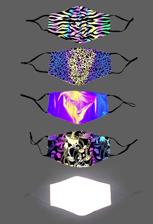 Lucy Derivative Halloween Mask Media Face Protective Clubwear Party Colorful Reflective Face Cover 2 Piezas en el Mismo Color