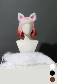 Cat Wolf Fox Furry Animal Ears Headband and Tail Set Animal Dress Up Set Cosplay Accessory