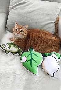 Animal Crossing Jouet pour Chat Coussin en Forme de Feuille Perche Rutabaga avec Cataire