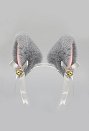 Clips de pelo de orejas de gato y zorro de peluche estilo Lolita japonés en negro y gris, clips de orejas de animal de piel sintética hechos a mano, accesorios de cosplay de Halloween