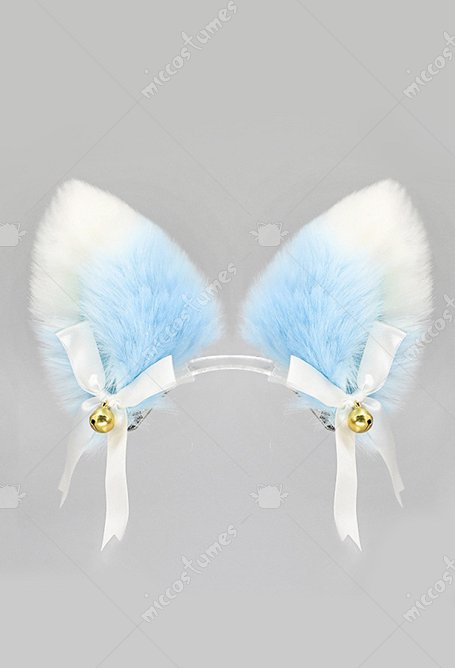 Pinces à cheveux à oreilles pelucheuses de chat et renard bleu et blanc style Lolita japonais pinces à oreilles animales artisanales en fausse fourrure accessoires de cosplay pour Halloween