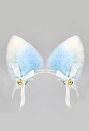 Clips de pelo de orejas de gato y zorro de peluche estilo Lolita japonés en azul y blanco, clips de orejas de animal de piel sintética hechos a mano, accesorios de cosplay de Halloween