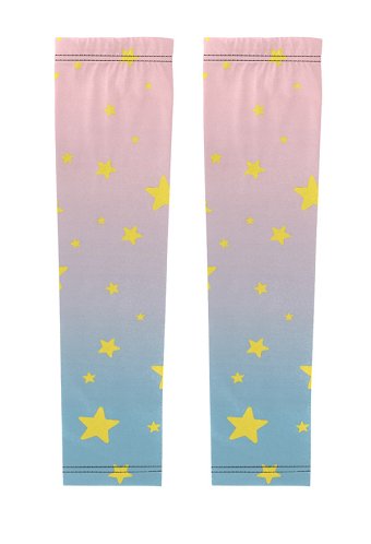 Arm Sleeves Gradient Pink Blue Star Pattern Printed Sun Protection Arm Cover Ice Sleeve
