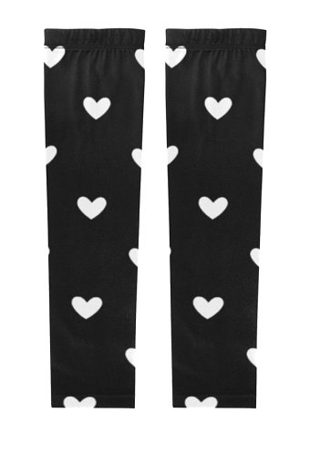Arm Sleeves Black White Heart Pattern Sun Protection Arm Cover Sunproof Sleeves