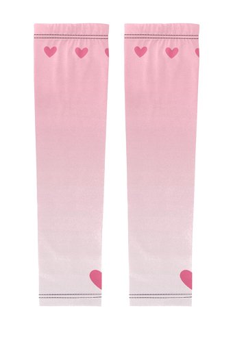 Arm Sleeves Pink Gradient Heart Pattern Sun Protection Arm Cover Sunproof Sleeves