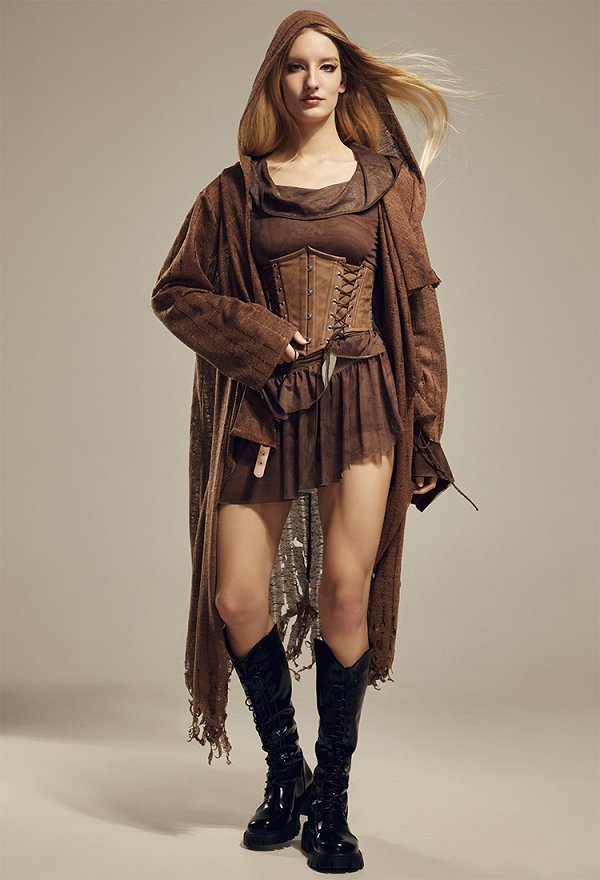 Wasteland Style Jacket Irregular Hem Long Casual Hooded Coat