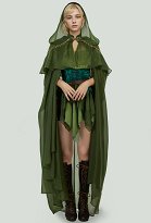 Medieval Elegant Princess Elf Cloak with Embroidered Satin Collar Green Cape with Hood Medieval Elegant Princess Elf Cloak with Embroidered Satin Collar Green Cape with Hood
