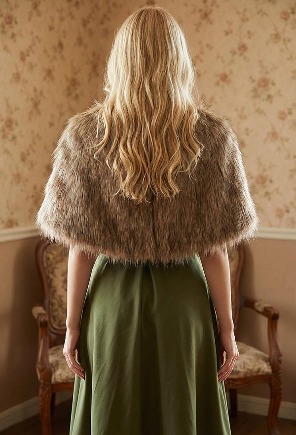 Viking-style Faux Fur Shawl Medieval Scarf Shawl