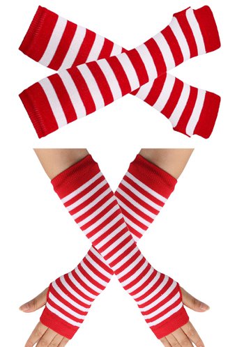Long Sleeve Mittens with Stripe Prints for Carnival Performance 3 Pairs