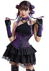 Women Gothic Corset Spider Web Butterfly Print Lace Boned Waist Training Underbust Corset