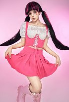 Draculaura Derivative Pink White Outfit White Top and and Skirt Set Costume Draculaura Derivative Pink White Outfit White Top and and Skirt Set Costume