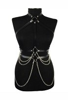 Punk Gothic Dark Style Women Body Harness Belt Faux Leather Waist Chain Jewelry Fashion Cross Waist Accessory with Metal Chain Pendant Punk Gothic Dark Style Women Body Harness Belt Faux Leather Waist Chain Jewelry Fashion Cross Waist Accessory with Metal Chain Pendant