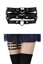 Gothic Punk Mujeres Niñas Moda De Piel Sintética Elástico Anillo de Muslo Sexy de Tres Filas Corazón Hueco Hacia Fuera Accesorio Arnés de Pierna Gothic Punk Mujeres Niñas Moda De Piel Sintética Elástico Anillo de Muslo Sexy de Tres Filas Corazón Hueco Hacia Fuera Accesorio Arnés de Pierna