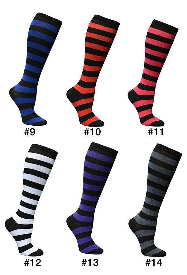 E-girl Fashion Stripe Knee High Socks School Style Polyester Stockings