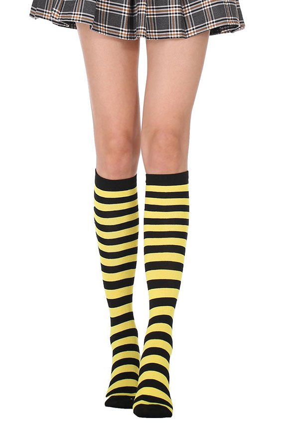 E-girl Fashion Stripe Knee High Socks School Style Polyester Stockings