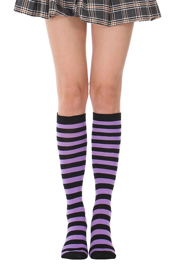 E-girl Fashion Stripe Knee High Socks School Style Polyester Stockings
