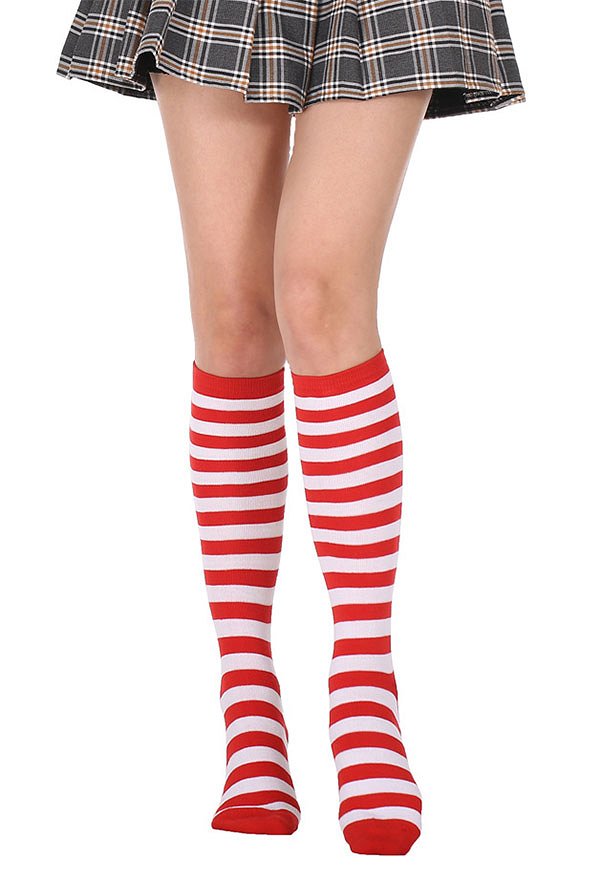 E-girl Fashion Stripe Knee High Socks School Style Polyester Stockings