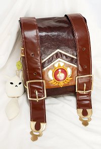 Genshin Impact Klee Cute Brown PU Leather Bag Backpack with Accessory