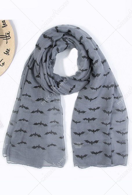 Multi-Color Halloween Style Scarf Bat Print Lightweight Shawl wrap