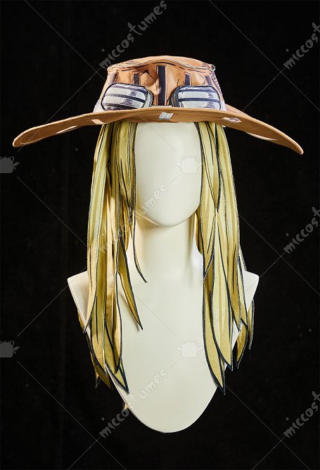 Peluca de cosplay 2D Line Art Ver JJBA Gyro Zeppeli con sombrero