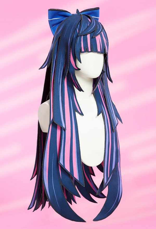 Panty Stocking Anime Cosplay Purple and Blue Wig Hat with Bow