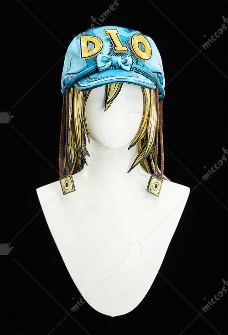 Peluca y gorro con postizos para cosplay de Diego Dio Brando en estilo 2D Line Art Ver JJBA