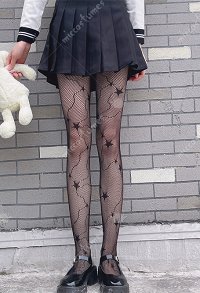 Collant Sexuel en Maille de Style Japonais avec Motifs d'Etoile 2 Paires Incluses