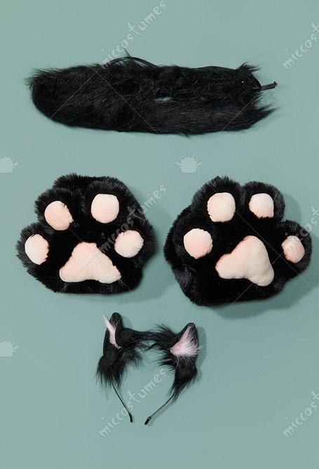 Love Live Guantes de pata de gato con cola y orejas