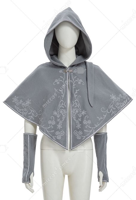 Medieval Vikingo Capucha Chal Vintage Bordado Corta con Guantes