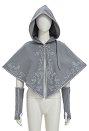 Medieval Vikingo Capucha Chal Vintage Bordado Corta con Guantes