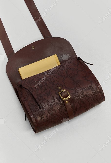 Daizbella Medieval Renaissance Embossed Leather Crossbody Bag Retro Style Bag with Adjustable Strap