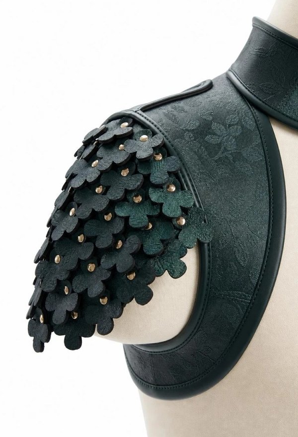 Capelet con Escamas Estilo Elfo Medieval Daizbella, Hombrera de Cuero PU Verde Oscuro