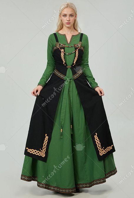Mittelalterliches Retro Kleid Schürze Renaissance Kleidung Öffnungs Außenkleid Cosplay Kostüm