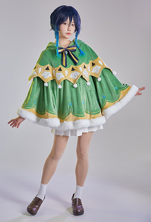 Genshin Impact Venti Kawaii Umhang mit Kapuzen Katze Ohren Cape