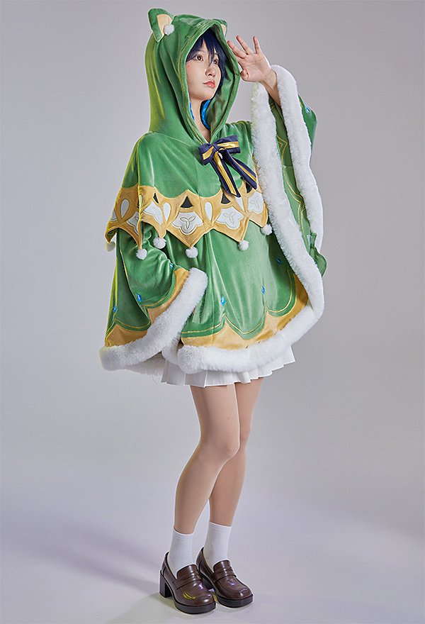 Genshin Impact Venti Kawaii Umhang mit Kapuzen Katze Ohren Cape