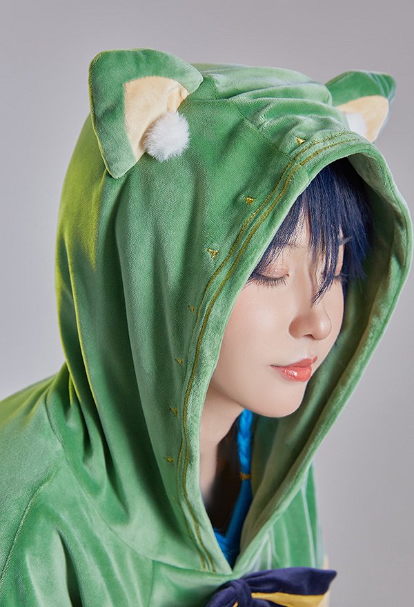 Genshin Impact Venti Kawaii Umhang mit Kapuzen Katze Ohren Cape