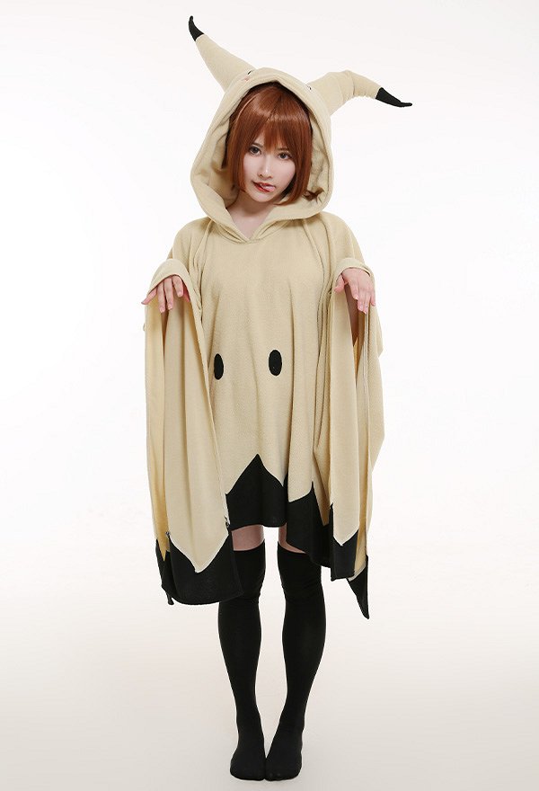 Mimiku Pikaqu Cosplay Costume Sudadera con Capucha Bordada Jersey para Mujer de Manga Larga con Guantes de Orejas