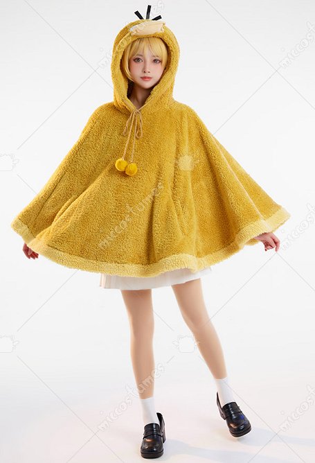 Kawaii Short Cloak Fleece Poncho Hooded Plush Cape