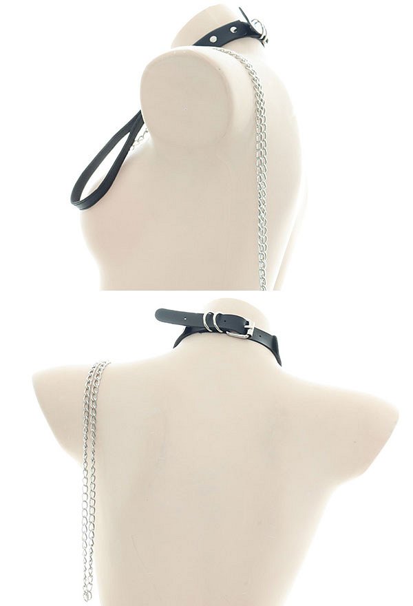 Mädchen Sexy Harajuku Maid Halsband Leder Choker mit Leine