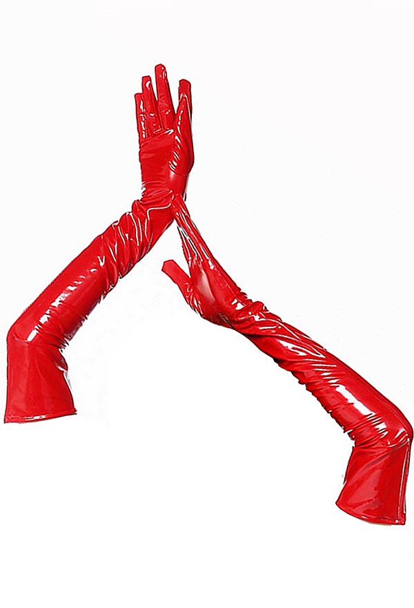 Accesorio de Lencería Sexy Guantes Largos de Cuero PU Brillante Elástico